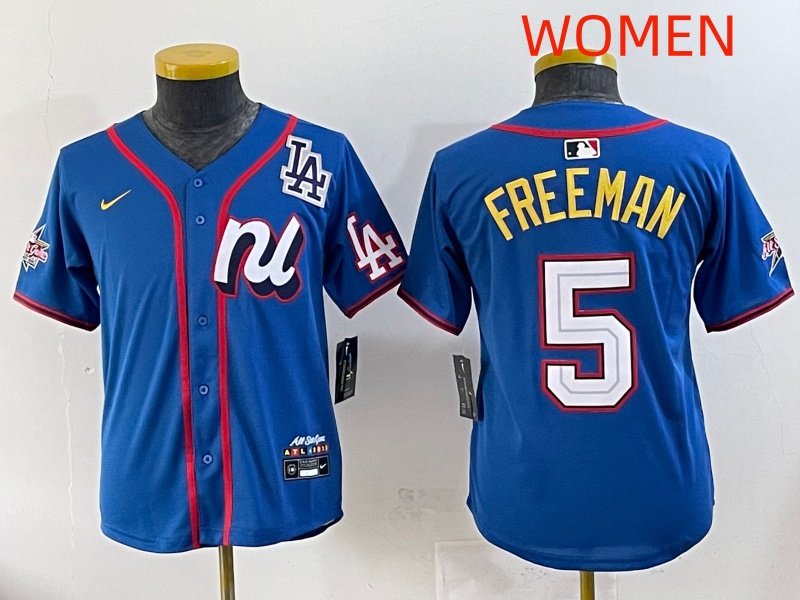 women 2025 Los Angeles Dodgers #5 Freeman Blue Nike 2025 MLB All Star Jersey style 002->women mlb jersey->Women Jersey